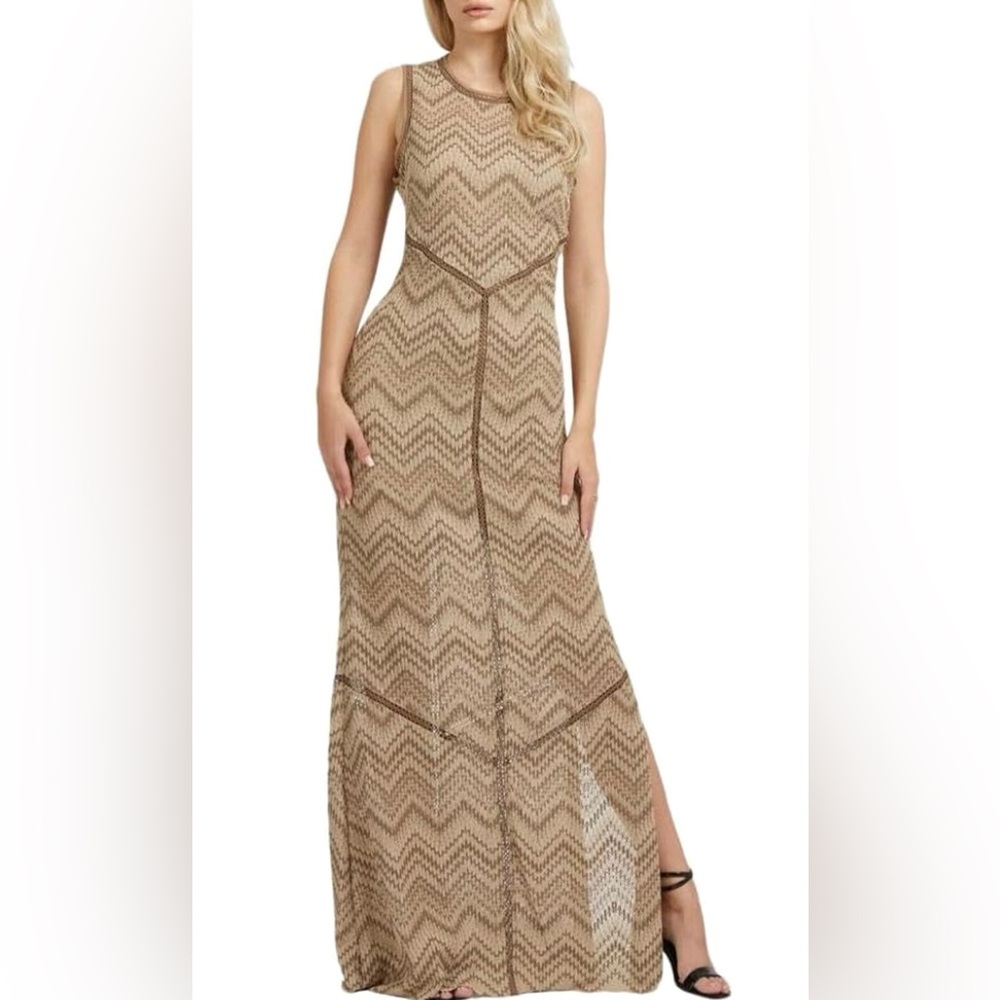 Guess- Janet Knitted Dress in Macramé Style Maxi Dress - Picture 6 of 14